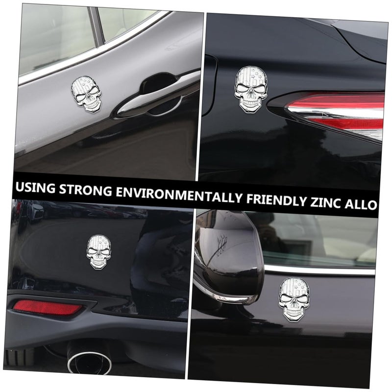 3D Zinc Alloy Skull Car Emblem USA Flag Design Silver Exterior Accessory For Trucks And Cars - Image 5