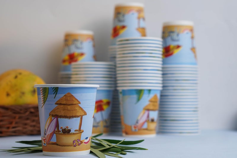 PARICOTT 200ml - 200 Cups | Seabeach Printed Disposable Paper Cups | Use & Throw for Tea, Coffee, Juice, Water, Wine, Cocktail, Party, Picnic, Events, Wedding - Eco-Friendly - Image 4