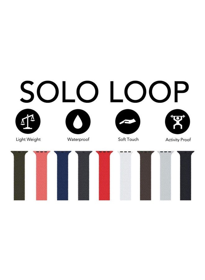 Beauenty Braided Silicone Solo Loop Replacement Band For Apple Watch Blue - Image 3