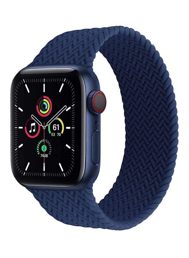 Beauenty Braided Silicone Solo Loop Replacement Band For Apple Watch Blue - Image 4