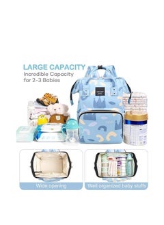 Yoawllty Diaper Bag Backpack Baby Essentials Travel Tote,Multifunction Waterproof Baby Bag Diaper Changing Backpacks(Crown Blue)  - Image 2