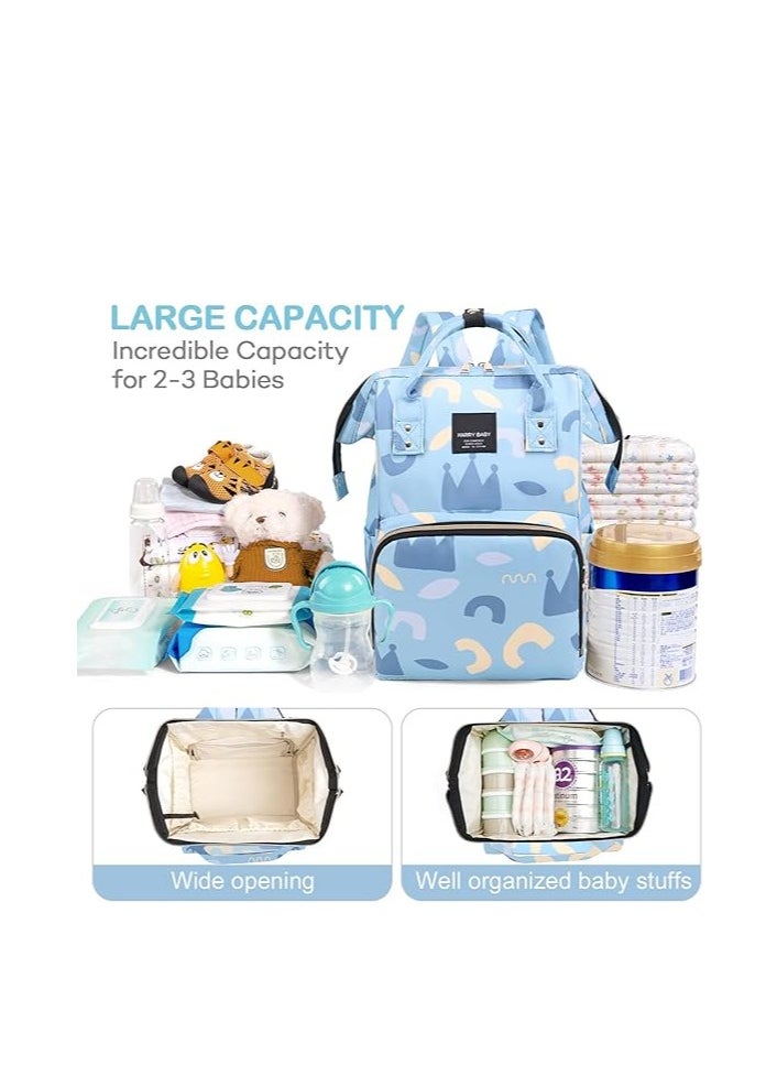 Yoawllty - Diaper Bag Backpack Baby Essentials Travel Tote,Multifunction Waterproof Baby Bag Diaper Changing Backpacks(Crown Blue) - Image 1