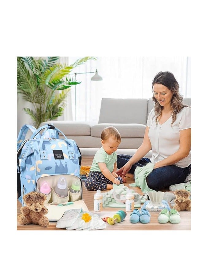 Yoawllty Baby Diaper Bag Essentials Travel Tote, Multifunction Waterproof Baby Backpack, Diaper Changing Backpack(Crown Blue) - Image 5