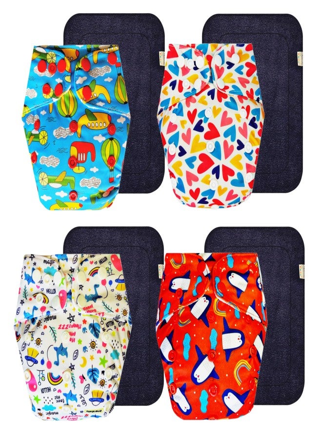 حفاضات دمبلدو القماشية الممتازة مع حشوة رمادية (عبوة من 4) | مضادة للحساسية | تسمح بمرور الهواء | سهلة التنظيف | مصممة من قبل الأمهات | من 3 أشهر إلى 3 سنوات | للجنسين - Image 1