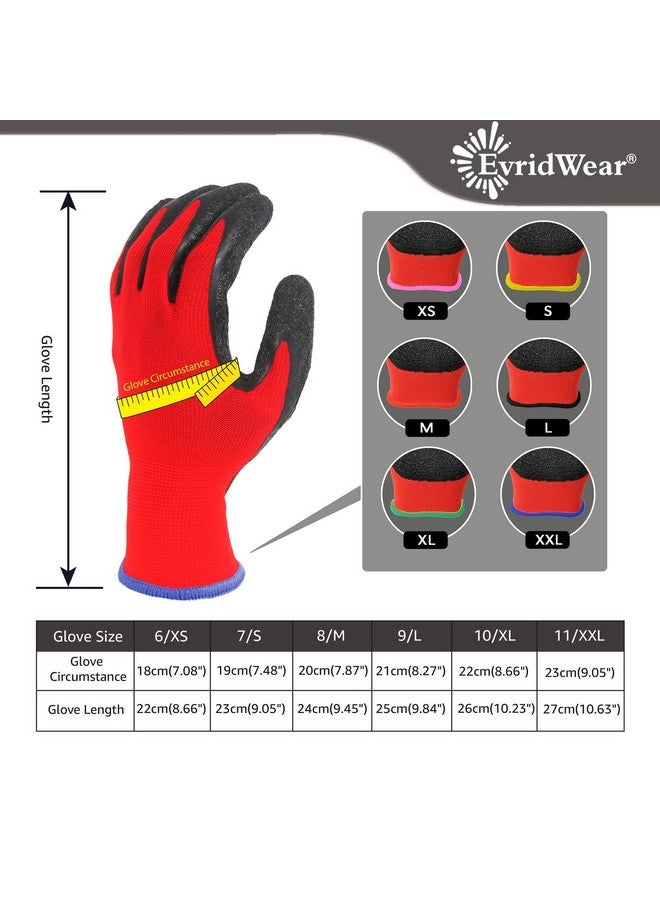 Evridwear Evridwear Crinkle Latex Rubber Hand Coated Safety Work Gloves for Men Women General Multi Use Construction Warehouse Gardening Assembly Landscaping (M-Size) 12 Pairs Pack  - Image 2