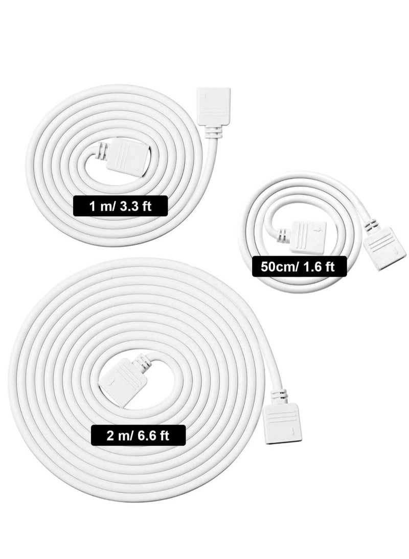 Excefore 6 Pieces 4 Pin RGB Extension Cable LED Strip Connector Cord Wire Solderless Jumper Cables Kit with 12 for 5050 3528 Light (White,1.6 FT, 3.3 6.6 FT) - Image 3