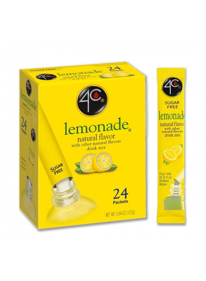 4C Powder Drink Mix Packets, Lemonade 1 Pack, 24 Count, Singles Stix On The Go, Refreshing Sugar Free Water Flavorings - Image 1