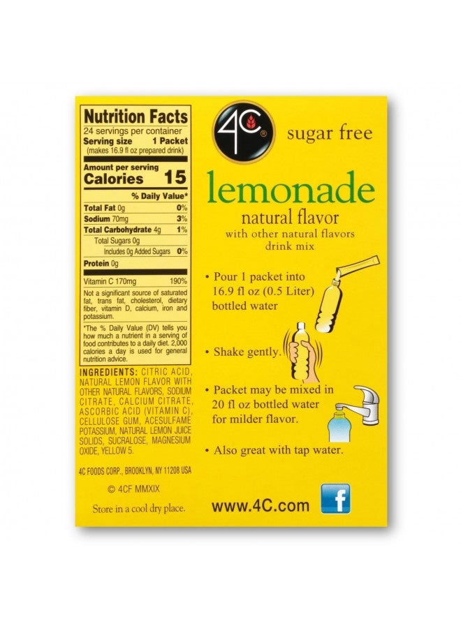 4C Powder Drink Mix Packets, Lemonade 1 Pack, 24 Count, Singles Stix On The Go, Refreshing Sugar Free Water Flavorings - Image 2