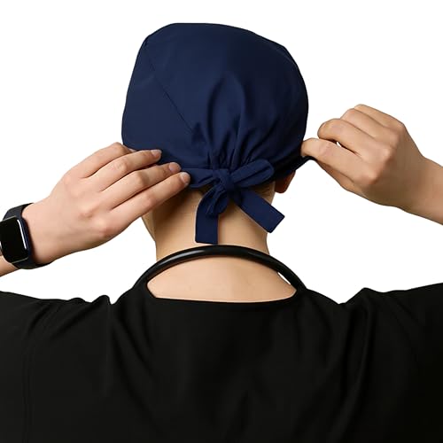 uniformer Unisex Scrub Cap | Adjustable, Breathable, Sweat-Absorbent | Unisex Surgical Hat for Nurses, Doctors, Dentists, Vets (Navy Blue_Pack of 2) - Image 3
