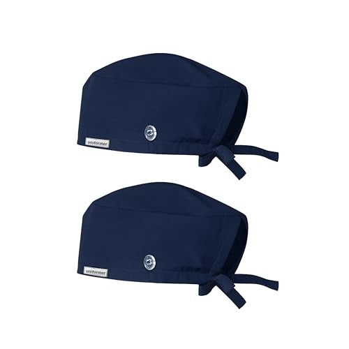 uniformer Unisex Scrub Cap | Adjustable, Breathable, Sweat-Absorbent | Unisex Surgical Hat for Nurses, Doctors, Dentists, Vets (Navy Blue_Pack of 2) - Image 2