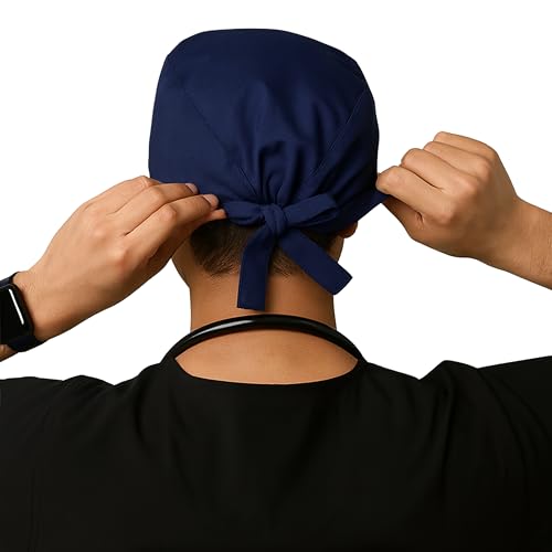 uniformer Unisex Scrub Cap | Adjustable, Breathable, Sweat-Absorbent | Unisex Surgical Hat for Nurses, Doctors, Dentists, Vets (Navy Blue_Pack of 2) - Image 4