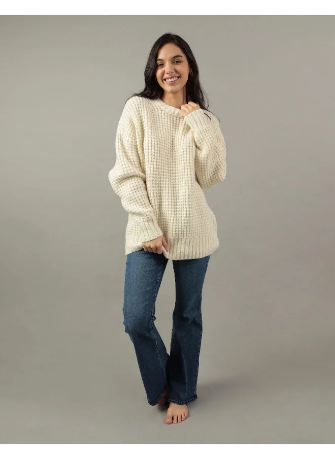 امريكان ايجل AE Oversized Waffle Crewneck Sweater
