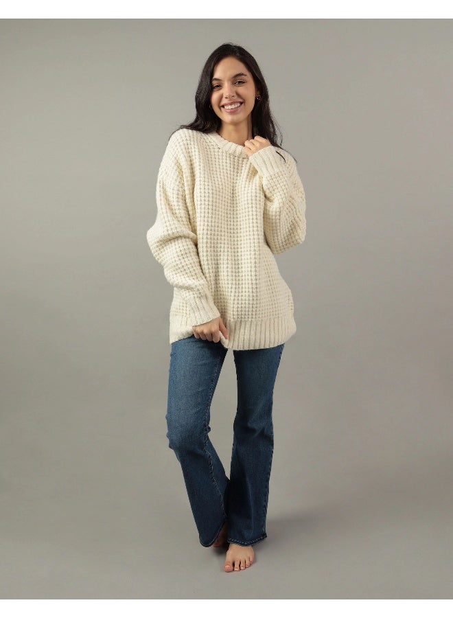 American Eagle AE Oversized Waffle Crewneck Sweater  - Image 1