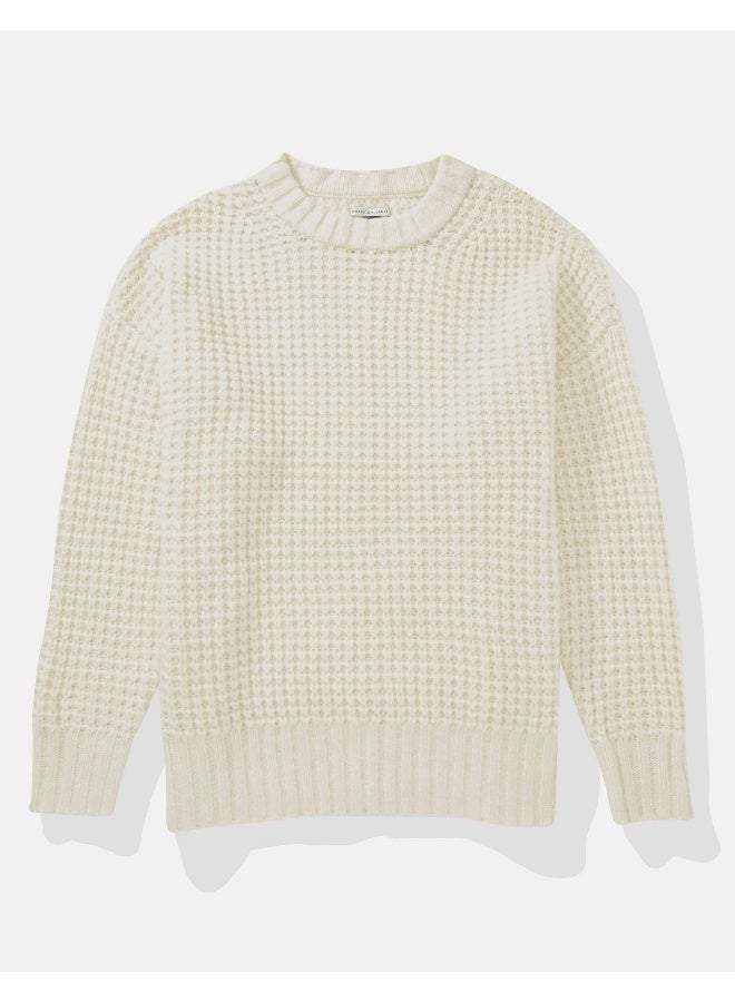 American Eagle AE Oversized Waffle Crewneck Sweater  - Image 4
