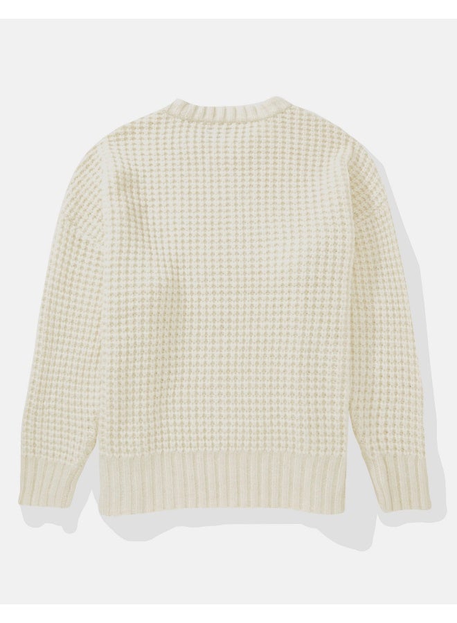 American Eagle AE Oversized Waffle Crewneck Sweater  - Image 3