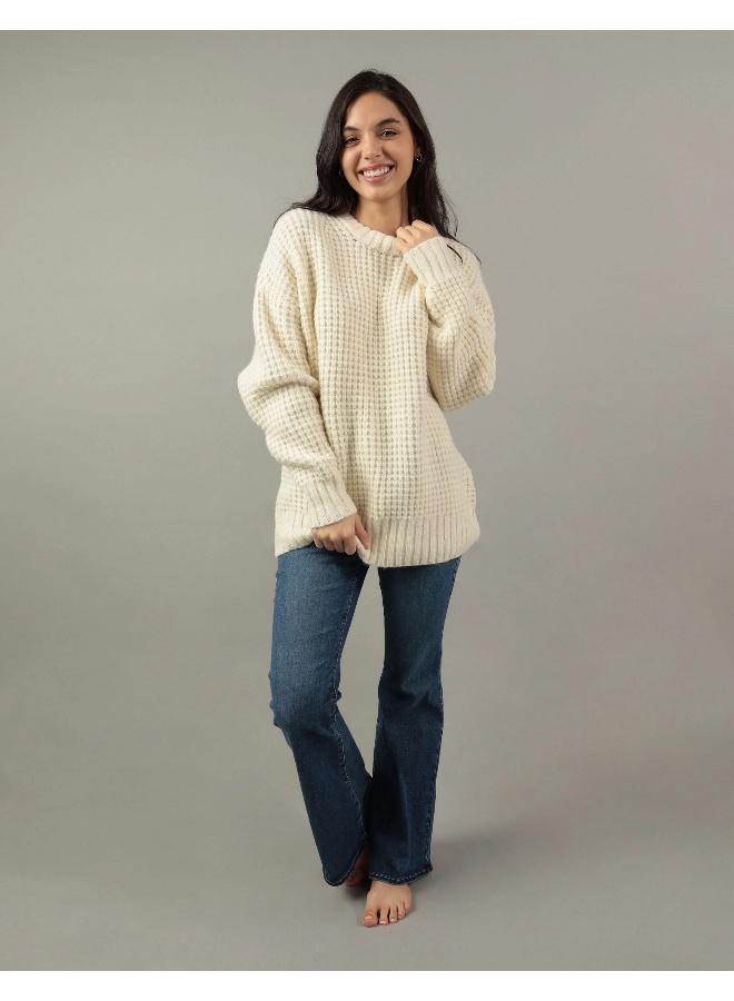 American Eagle AE Oversized Waffle Crewneck Sweater - Image 1
