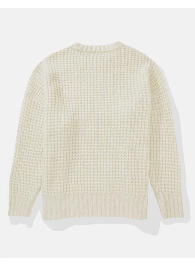 American Eagle AE Oversized Waffle Crewneck Sweater