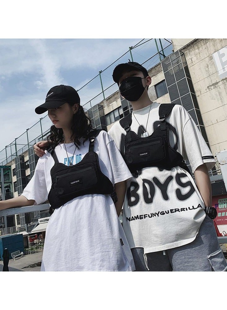 HIHILOOK Tactical Inspired Sports Chest Bag For Men and Women, Water Resistant Lightweight Running Vest Bag With Built-In Phone Charging Hole & Extra Storage For Workouts, Cycling & Hiking - Image 4