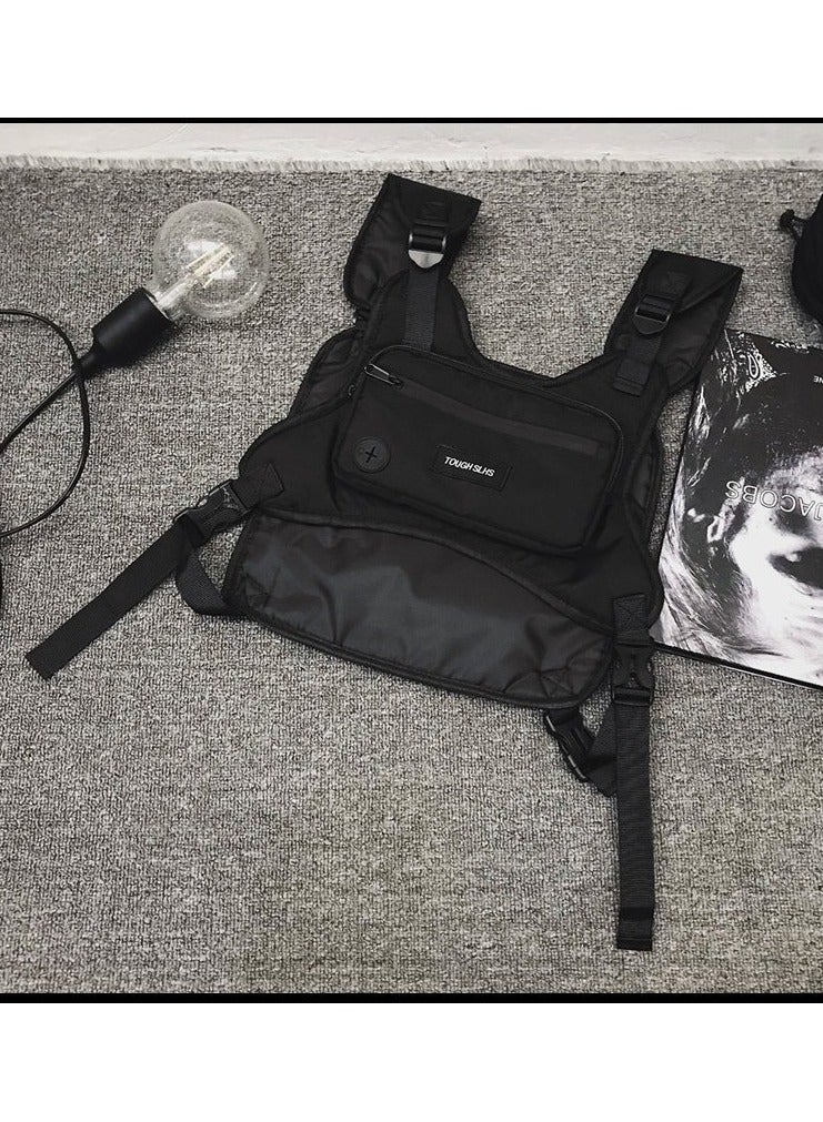 HIHILOOK Tactical Inspired Sports Chest Bag For Men and Women, Water Resistant Lightweight Running Vest Bag With Built-In Phone Charging Hole & Extra Storage For Workouts, Cycling & Hiking - Image 3