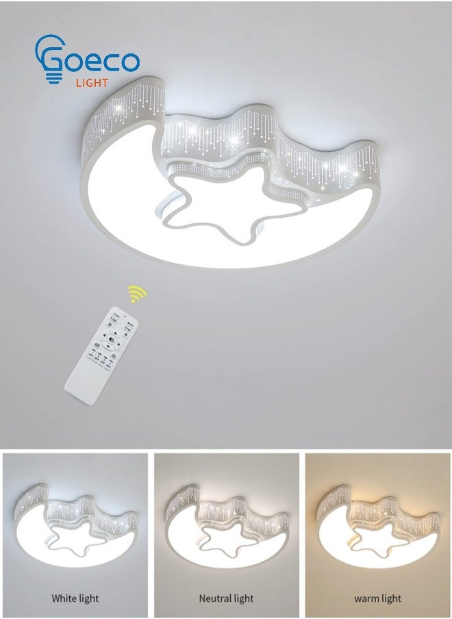 Goeco LED Ceiling Light Moon and Star Chandelier Dimmable with Remote Control for Kids Room Bedroom  - Image 1