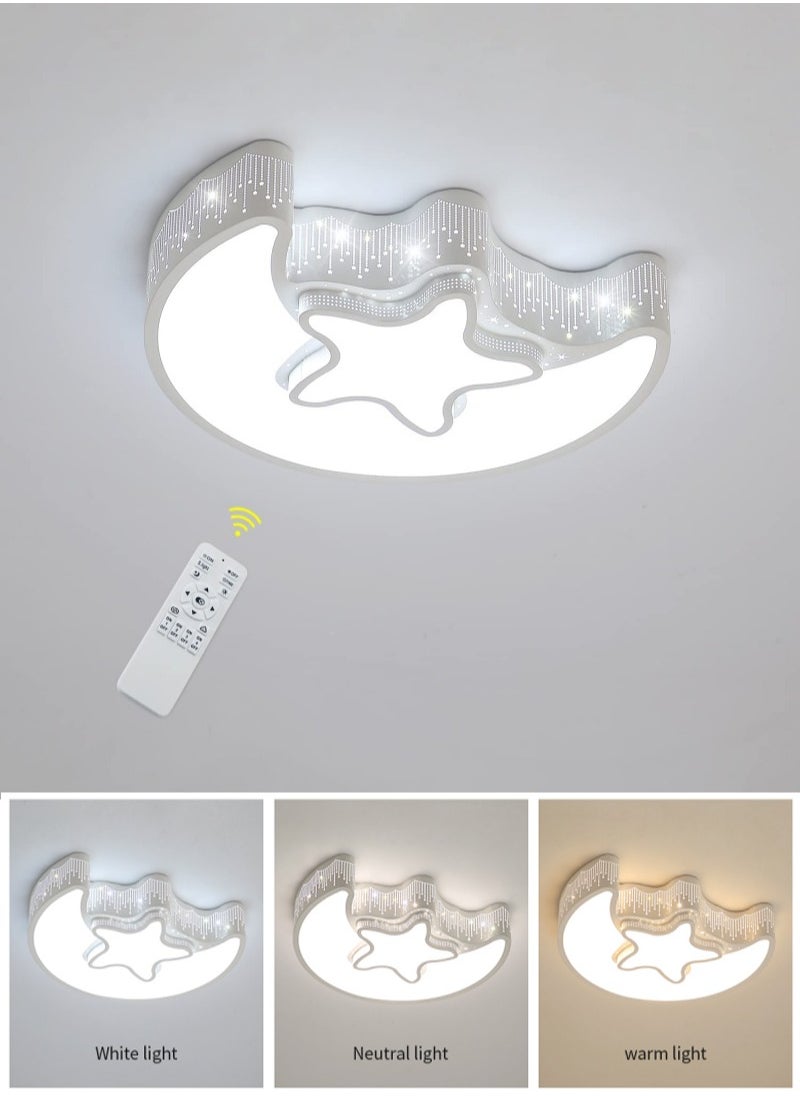 Goeco LED Ceiling Light Moon and Star Chandelier Dimmable with Remote Control for Kids Room Bedroom  - Image 2