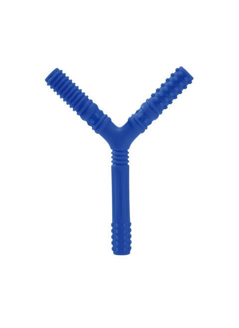 Baby Teething Tube, Soft And Durable Infant Teething Toys, Easy To Clean Hollow Silicone Baby Teether, Lightweight And Flexible Chew Straws For Toddlers, (1pc, Y Shaped Blue)