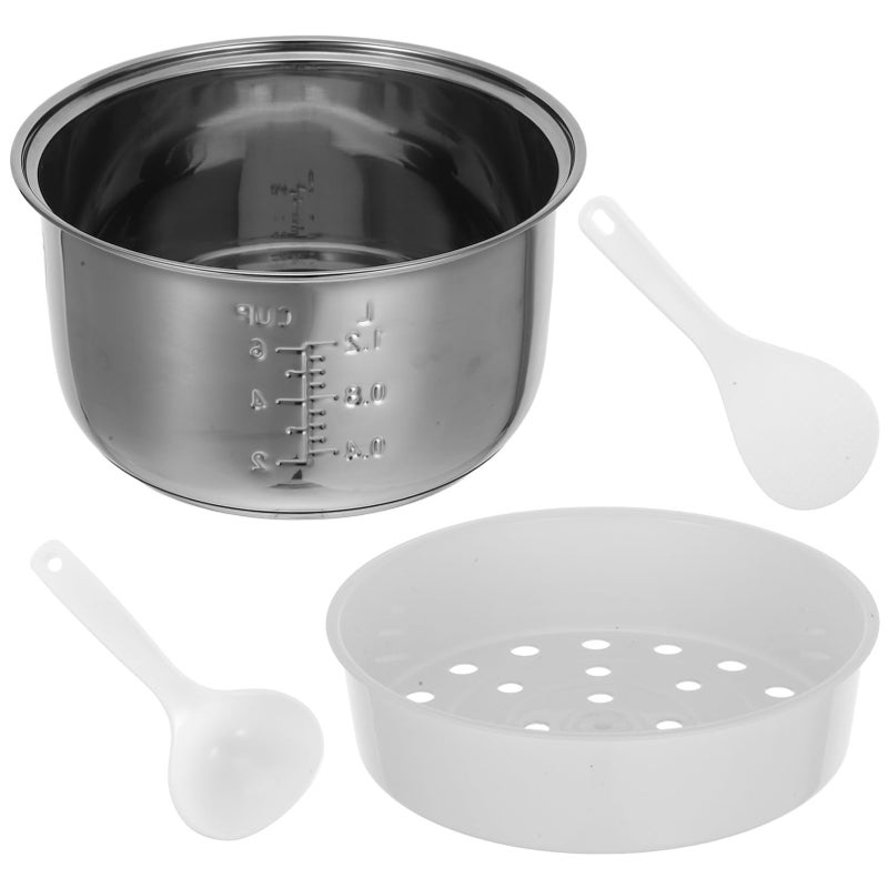 STOBAZA Rice Cooker Stainless Steel Inner Pot Replacement NonStick Rice Cooker Inner Pot for Kitchen Pressure Cookware Accessory 3L Capacity