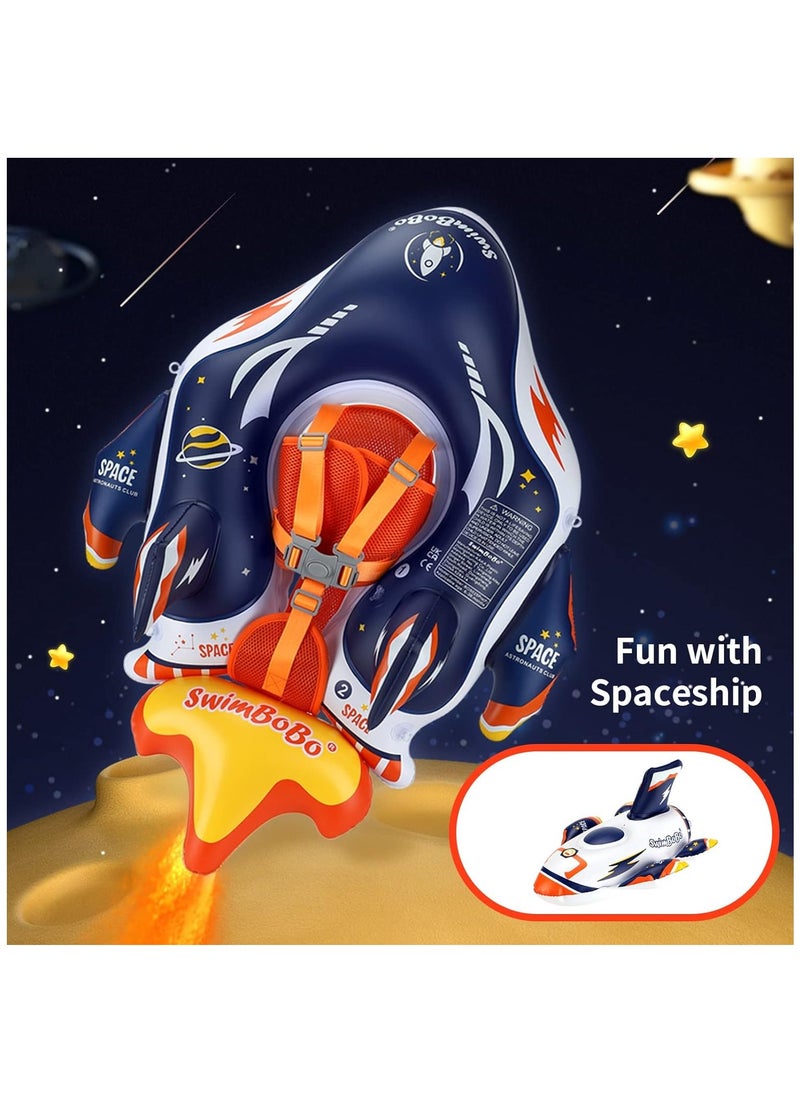 SwimBoBo - Baby Swim Float Inflatable Swimming Pool Float With Sun Protection Canopy For Age 6-36 months - Space - Image 1