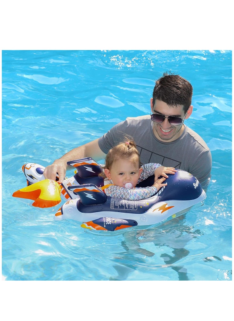 SwimBoBo - Baby Swim Float Inflatable Swimming Pool Float With Sun Protection Canopy For Age 6-36 months - Space - Image 1
