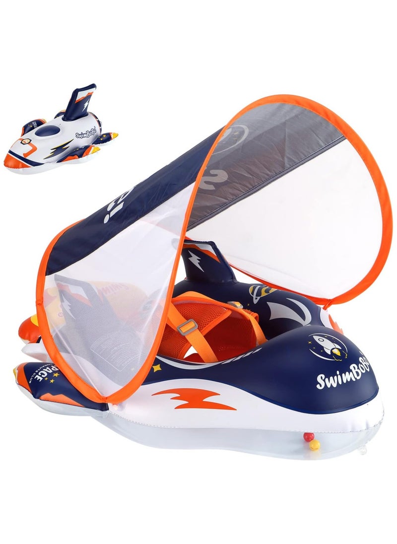 SwimBoBo - Baby Swim Float Inflatable Swimming Pool Float With Sun Protection Canopy For Age 6-36 months - Space - Image 1