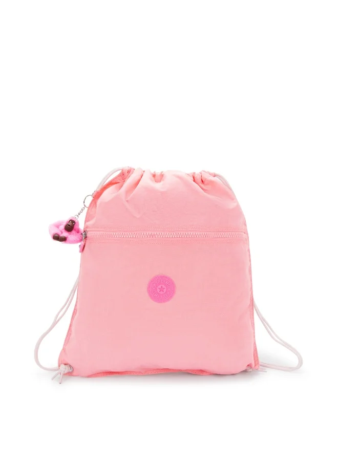 Kipling SuperTaboo Kids Medium School/Gym/Swim/Drawstring Bag, Water Repellent, 15L, 0.24kg - Coral Sea (Pink)