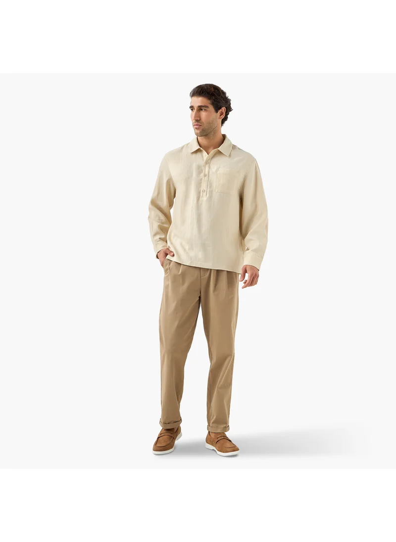 ايكونيك Iconic Regular Fit Collared Shirt with Chest Pocket
