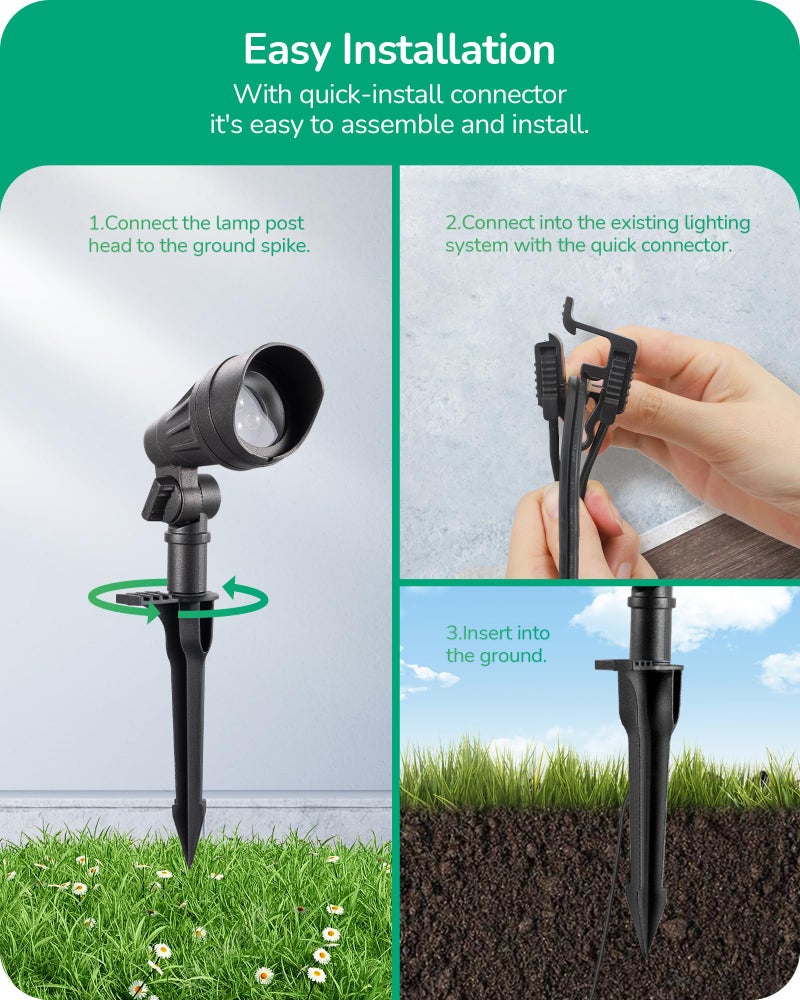 EDISHINE Low Voltage LED Landscape Lights with 35Â° Beam Angle, 3.2W 240LM 3000K Outdoor Landscape Lighting, CRI 80, Waterproof SpotLights for Trees, House, Yard, Garden, ETL Listed, 4 Pack - Image 5