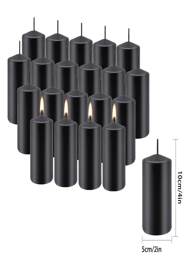 Grcdoyvl Set of 20 | 2-Inch Wide x 4-Inch Tall Black Pillar Candles - Elegant Décor for Home, Events, and Celebrations - Deep Black Finish - Image 4
