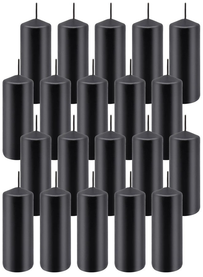 Grcdoyvl Set of 20 | 2-Inch Wide x 4-Inch Tall Black Pillar Candles - Elegant Décor for Home, Events, and Celebrations - Deep Black Finish - Image 2