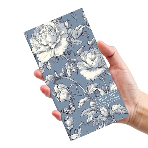 ZOTIA Pocket Calendar 2026-2027 for Purse, Two Year Monthly Planner Pocket Size 6.5" x 3.5", Jan 2026 - Dec 2027 Monthly Planner Small Calendar for School, Work and Home - Butterfly Peony - Image 1