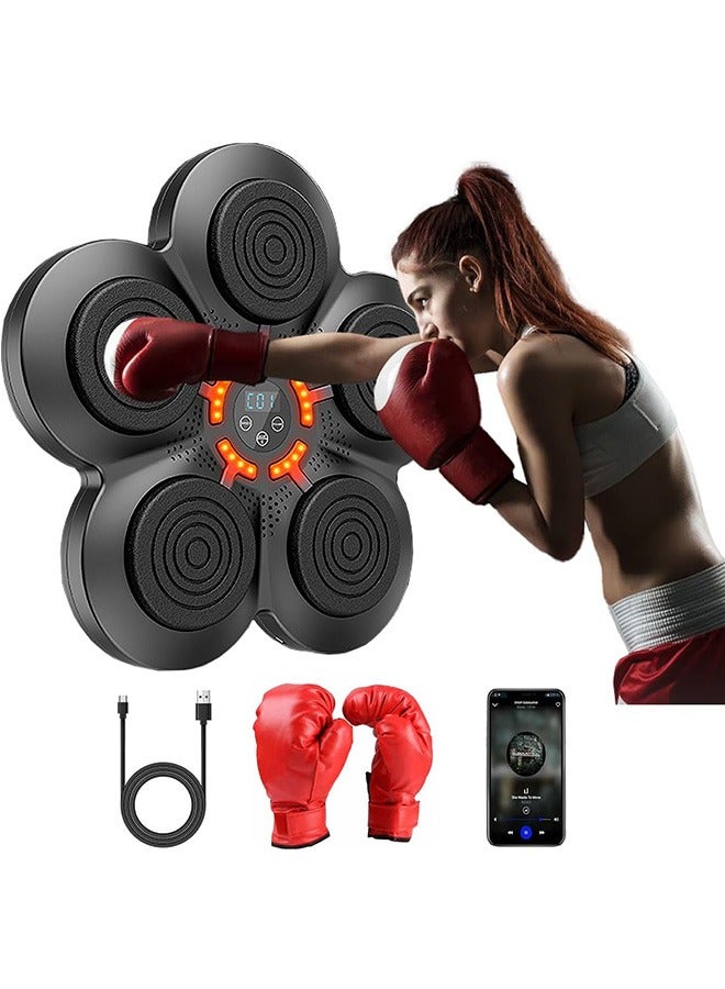 Music Boxing Machine with Boxing Gloves, Wall Mounted Smart Bluetooth Music Boxing Trainer, Boxing Training Boxing Equipment, Home Workout Boxing Target Machine