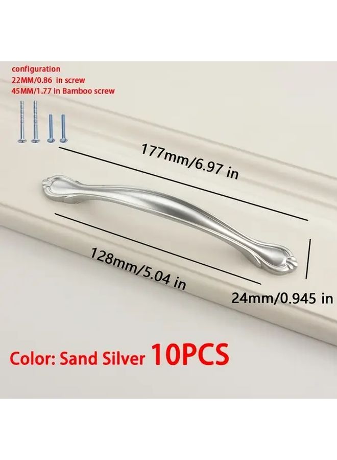 Sand Silver 10 قطع مقابض الخزائن ثقب واحد من سبائك الألومنيوم غير اللامع لسحب أدراج المطبخ والحمام - Image 5