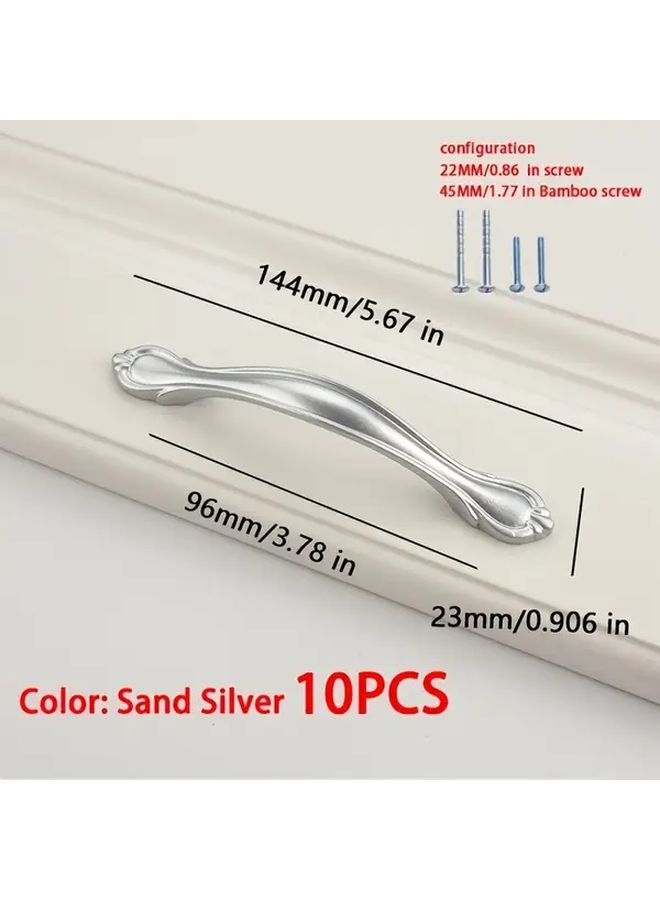 Sand Silver 10 قطع مقابض الخزائن ثقب واحد من سبائك الألومنيوم غير اللامع لسحب أدراج المطبخ والحمام - Image 3