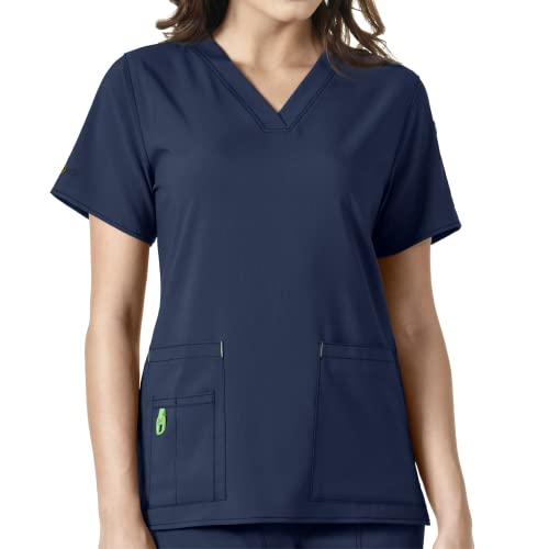 Carhartt Cross-Flex Scrubs for Women, V-Neck Scrub Tops - Navy, M - Image 1