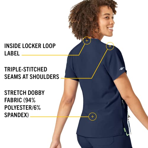Carhartt Cross-Flex Scrubs for Women, V-Neck Scrub Tops - Navy, M - Image 4