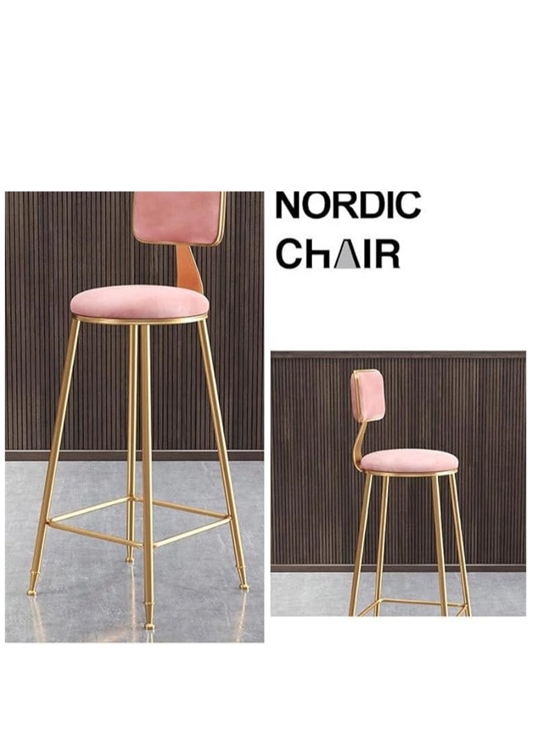 Generic Bar Stool, Bar Chair,1 Pcs High Bar Chair with Metal Frame Chair Footrest High Stool with Backs, Metal Legs Heavy Duty Barstools with High Upholstered  - Image 2