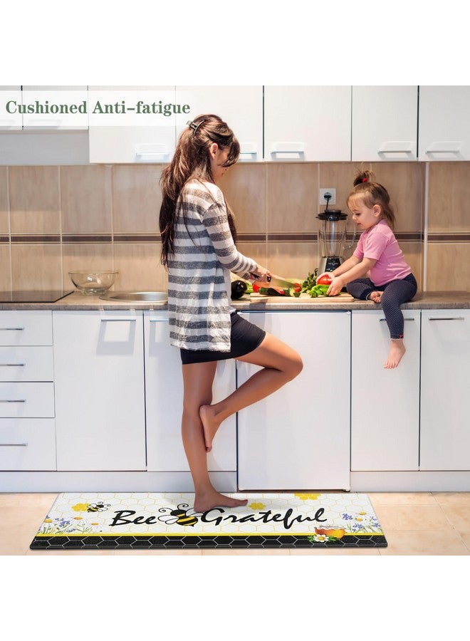 ASPMIZ ASPMIZ Yellow Bee Kitchen Mat Anti Fatigue, Bee Happy Kitchen Rugs Sets of 2, Memory Foam Kitchen Mats for Floor Non Skid, Kitchen Floor Comfort Mats for Sink/Home/Office, 18'' x 48''+18'' x 30'' - Image 4