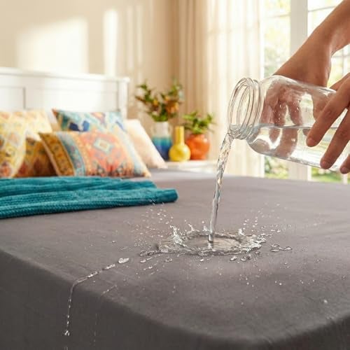 Utopia Bedding Bed Cover King Size Cotton 100% Waterproof Mattress Protector King Bed 72x78 inches | Breathable Washable Elastic Fitted Mattresses Cover for Super King Size - Grey - Image 1
