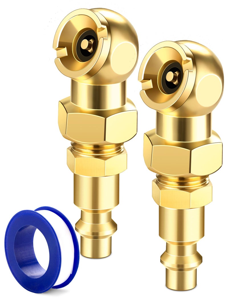 مجموعة لوميتيكو 2-Pack من صمامات الهواء على شكل كرة، 1/4" FNPT صمام هواء مغلق لتضخيم الإطارات مع وصلة سريعة، فوهة هواء للإطارات لمقياس تضخيم الإطارات، أداة خرطوم الإطارات، ملحقات ضاغط الهواء