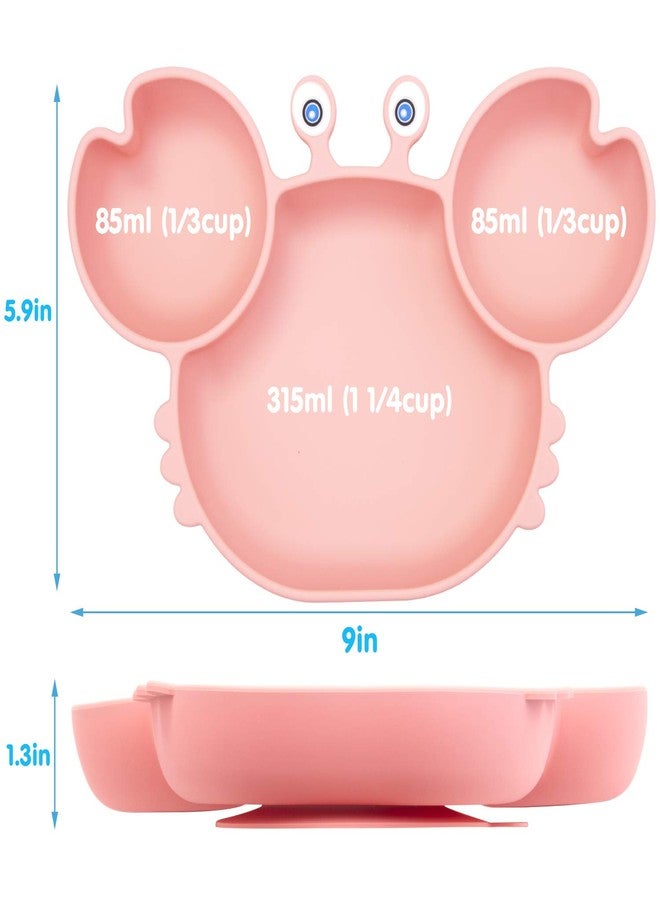 كيوشاير طبق طعام كيو شير للأطفال الصغار، أطباق طعام محمولة للأطفال الصغار والأطفال، خالية من مادة BPA، أطباق شفط قوية للأطفال الصغار، آمنة للاستخدام في غسالة الأطباق والميكروويف، مقاس 9×6×1.4 بوصة (لون الفيل - وردي شامبانيا) - Image 5