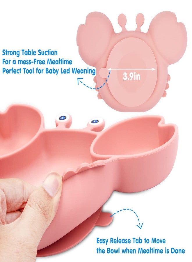 كيوشاير طبق طعام كيو شير للأطفال الصغار، أطباق طعام محمولة للأطفال الصغار والأطفال، خالية من مادة BPA، أطباق شفط قوية للأطفال الصغار، آمنة للاستخدام في غسالة الأطباق والميكروويف، مقاس 9×6×1.4 بوصة (لون الفيل - وردي شامبانيا) - Image 2