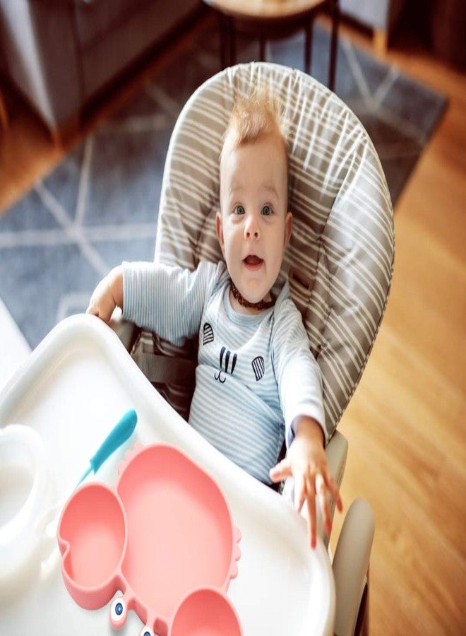 كيوشاير طبق طعام كيو شير للأطفال الصغار، أطباق طعام محمولة للأطفال الصغار والأطفال، خالية من مادة BPA، أطباق شفط قوية للأطفال الصغار، آمنة للاستخدام في غسالة الأطباق والميكروويف، مقاس 9×6×1.4 بوصة (لون الفيل - وردي شامبانيا) - Image 4