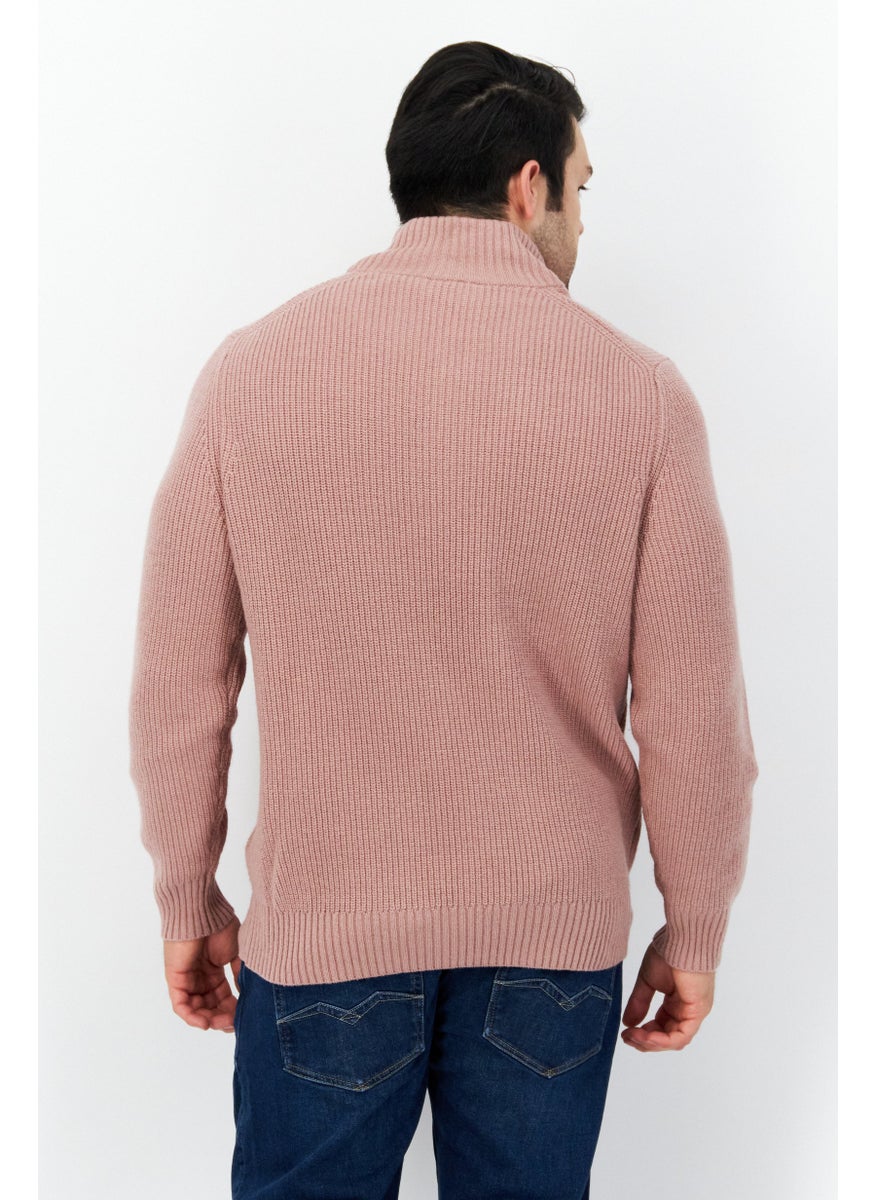 Lyle & Scott - Men High Neck Long Sleeve Embroidered Logo Sweater, Duty Pink - Image 1