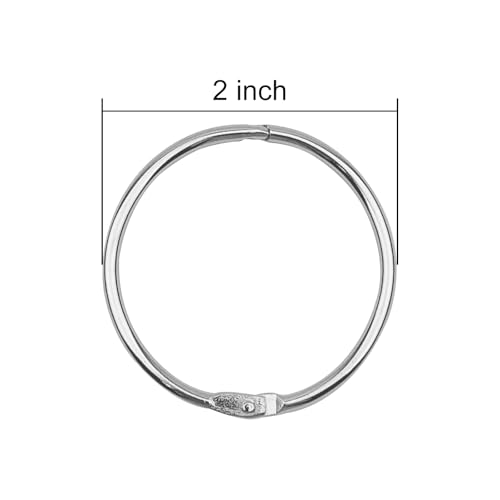 KTOJOY 2 Inch (15 Pack) Loose Leaf Binder Book Rings, with Metal Nickel Plated for Key,and Index Cards, for School, Home, or Office, Silver - Image 2